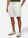 Bermuda Deck bianco panna in tessuto tecnico con tasche cargo