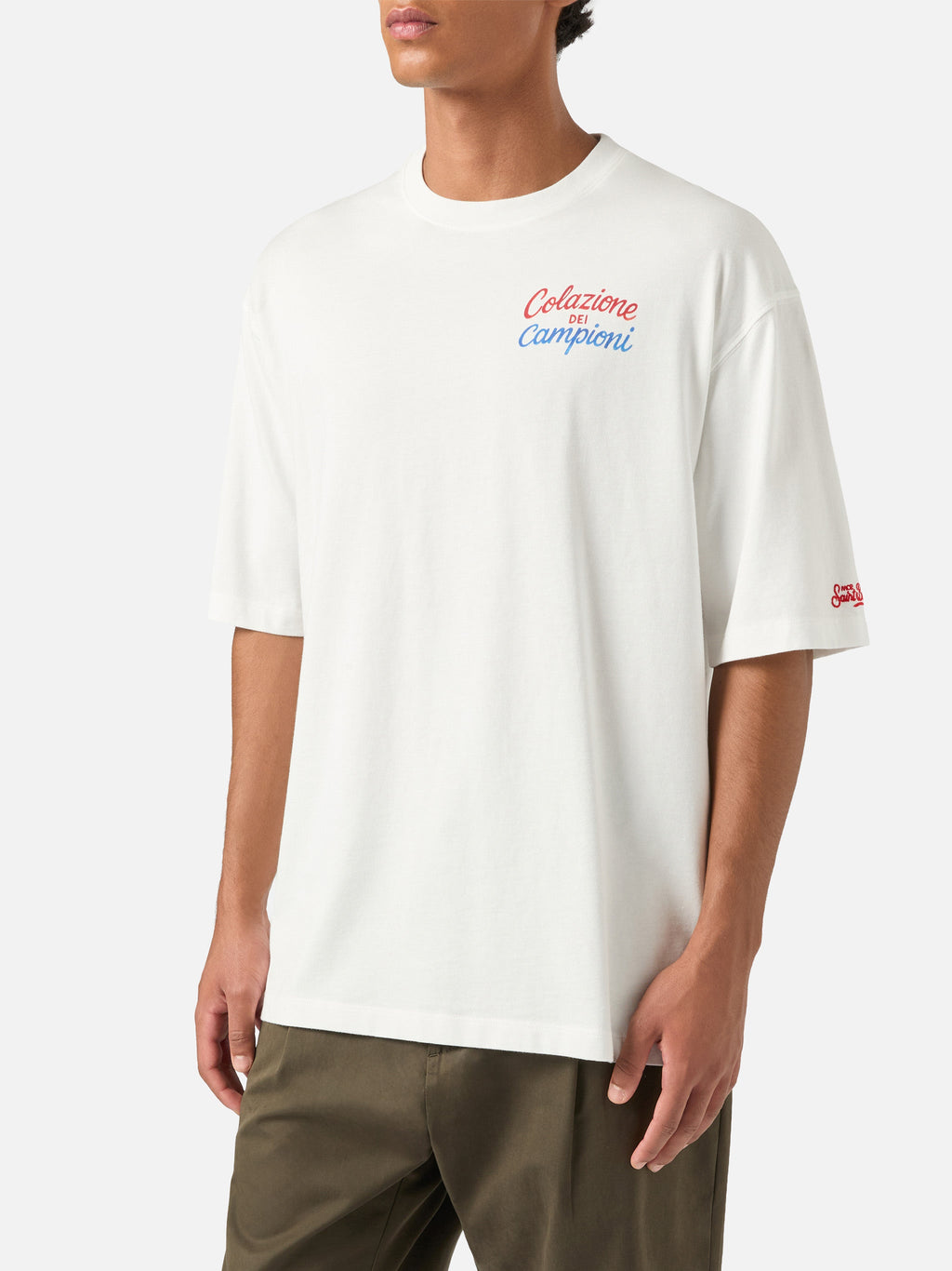T-shirt Delmar oversize bianca in cotone con stampa product image 4