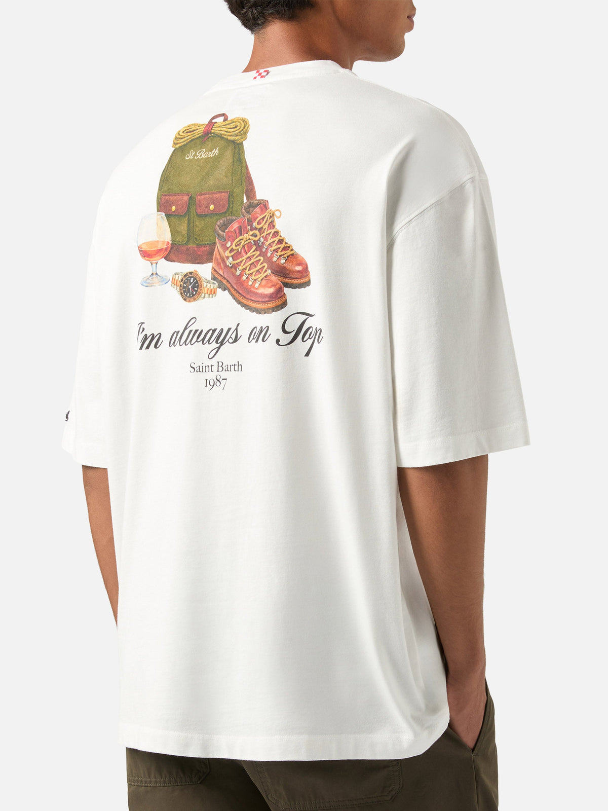 T-shirt Delmar oversize bianca in cotone con stampa I'm product image 1