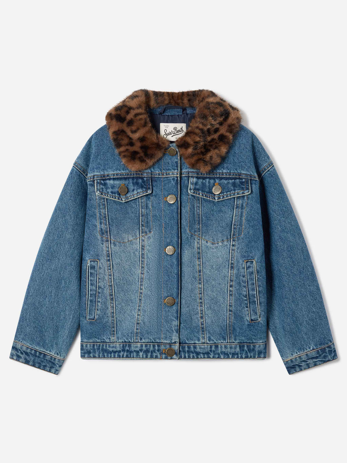 Giacca Dailys azzurra in denim con collo in effetto product image 1