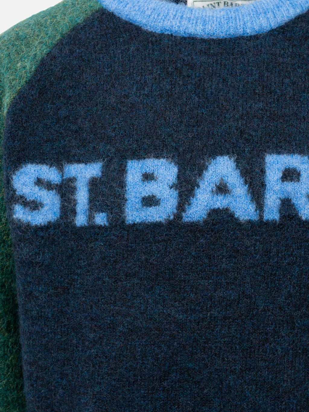 Maglione Douglas blu e verde con jacquard logo