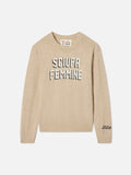 Maglia girocollo Douglas beige in misto cotone e lana vergine con intarsio Sciupa Femmine