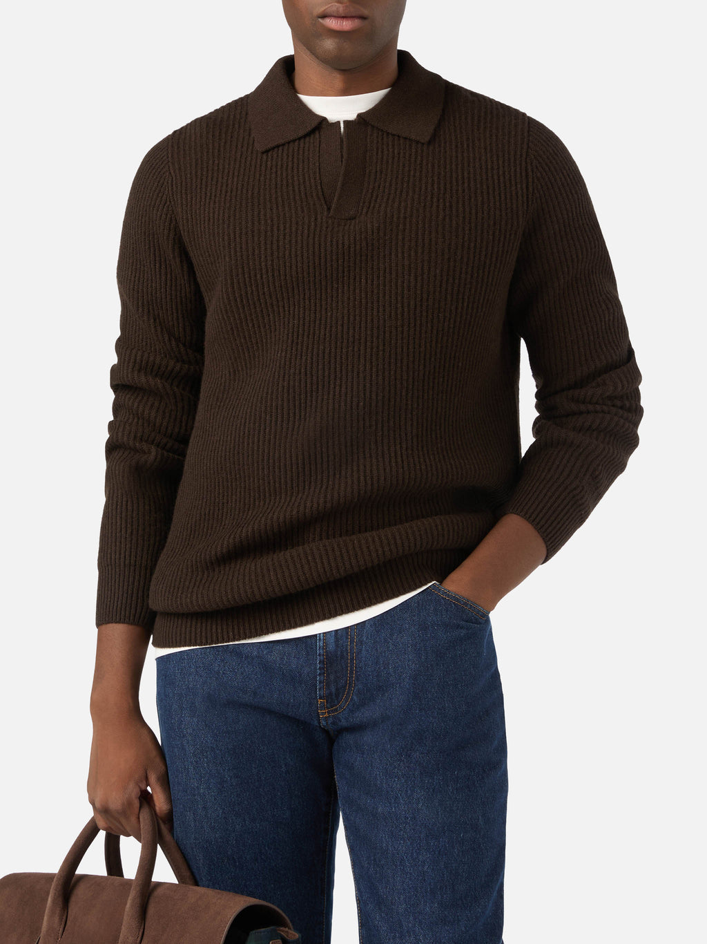 Polo Downing marrone in lana a costine product image 2