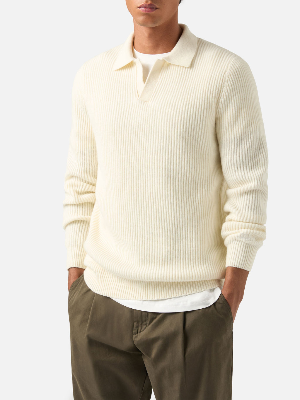 Polo Downing bianco panna in lana a costine product image 2