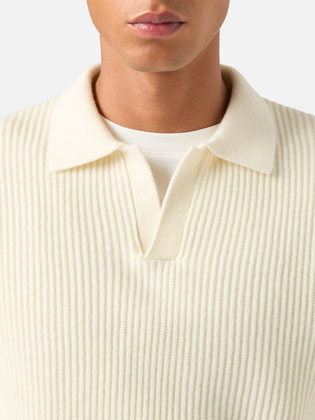 Polo Downing bianco panna in lana a costine product image 3