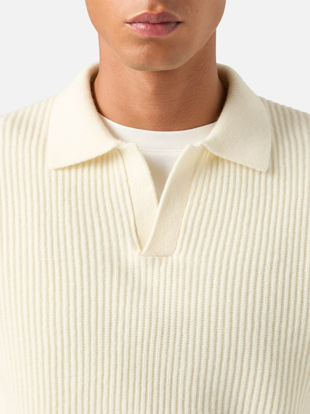Polo Downing bianco panna in lana a costine product image 3
