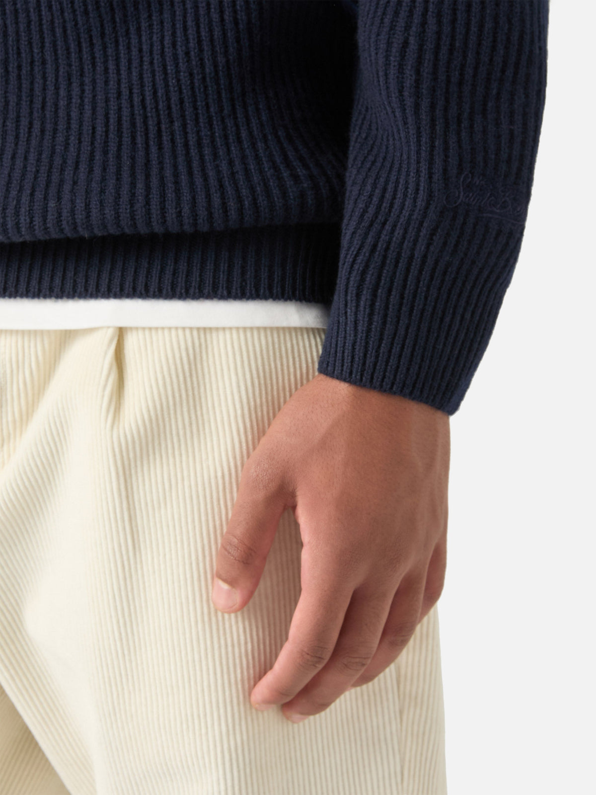Polo Downing blu navy in lana a costine product image 4