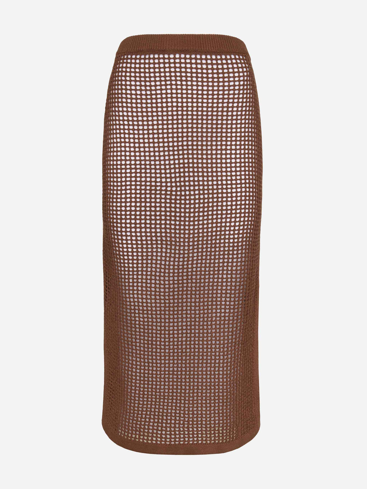 Gonna midi Darline marrone in crochet