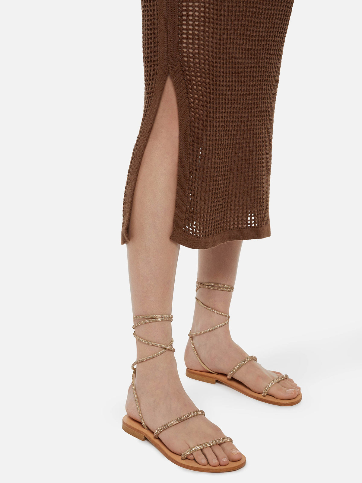 Gonna midi Darline marrone in crochet