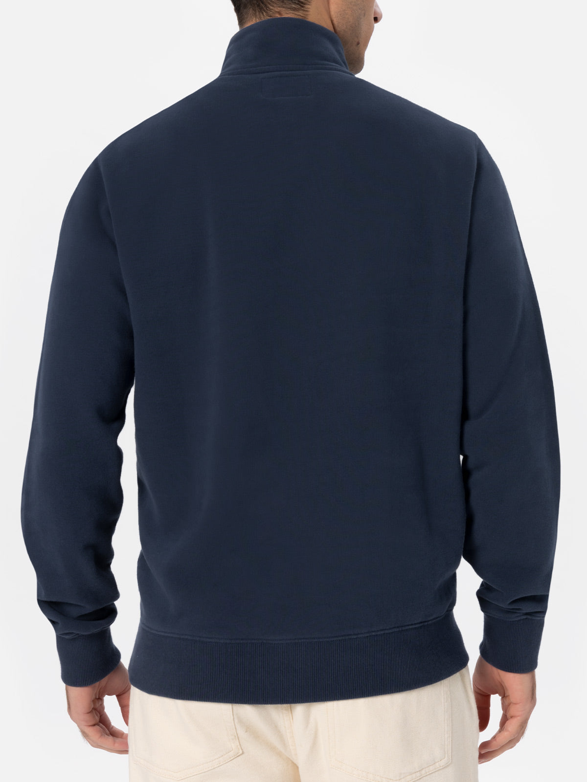 Felpa con collo a zip Dunkan blu navy con ricamo logo