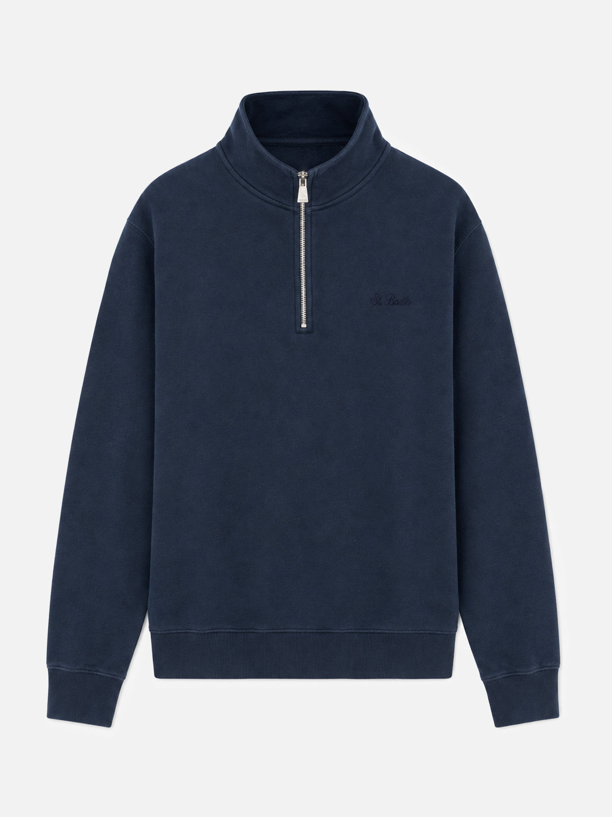 Felpa con collo a zip Dunkan blu navy con ricamo logo