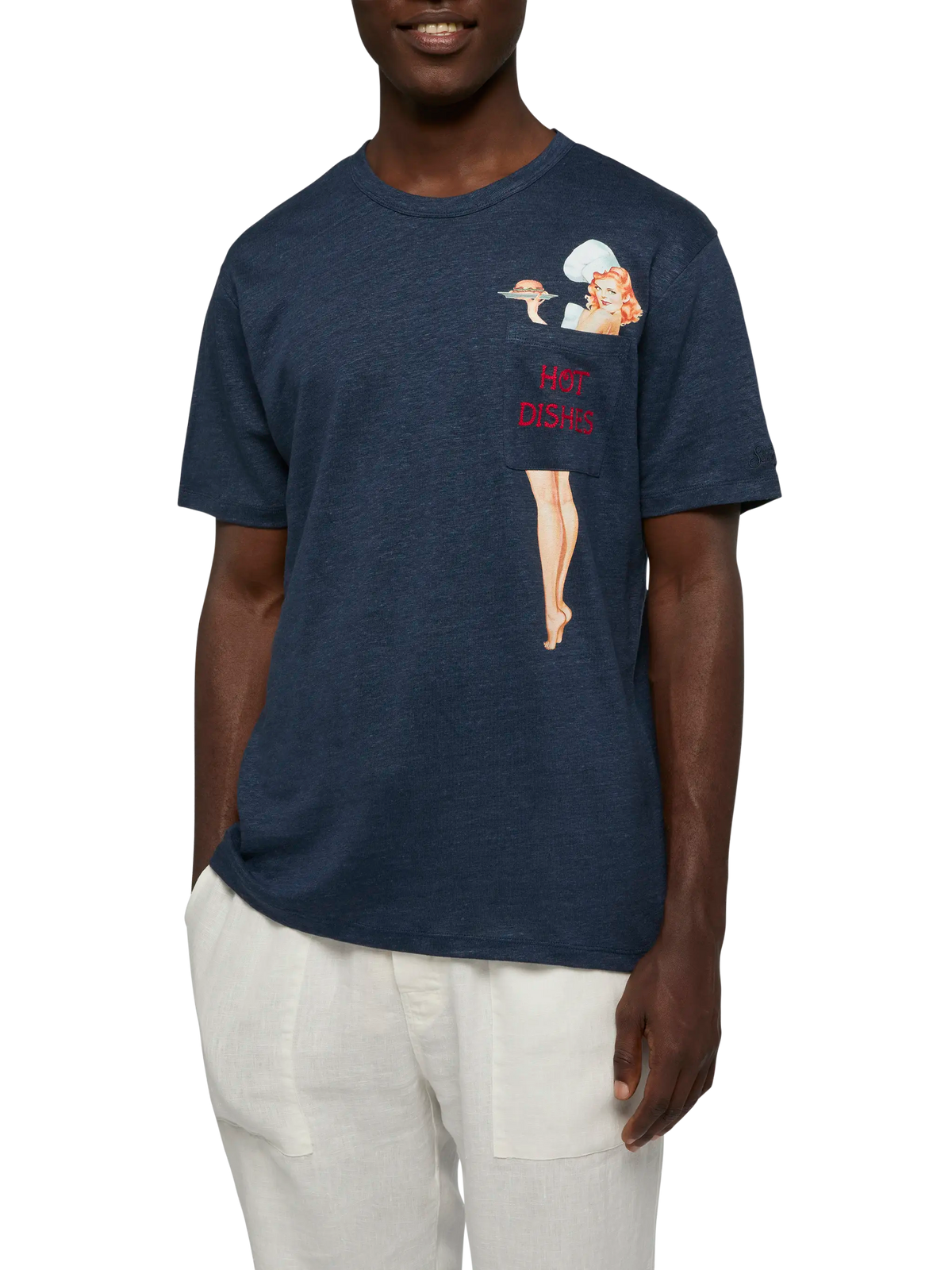 T-shirt Ecstasea blu navy in lino con stampa pin up product image 2