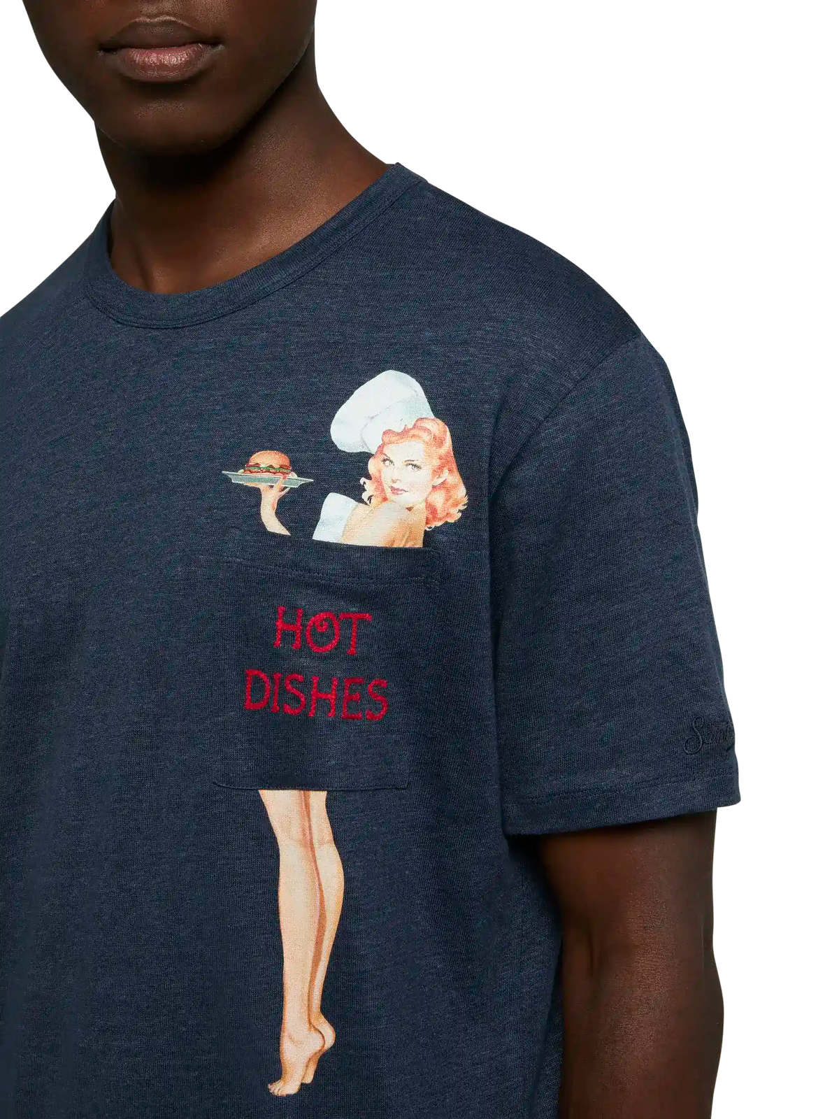 T-shirt Ecstasea blu navy in lino con stampa pin up product image 1
