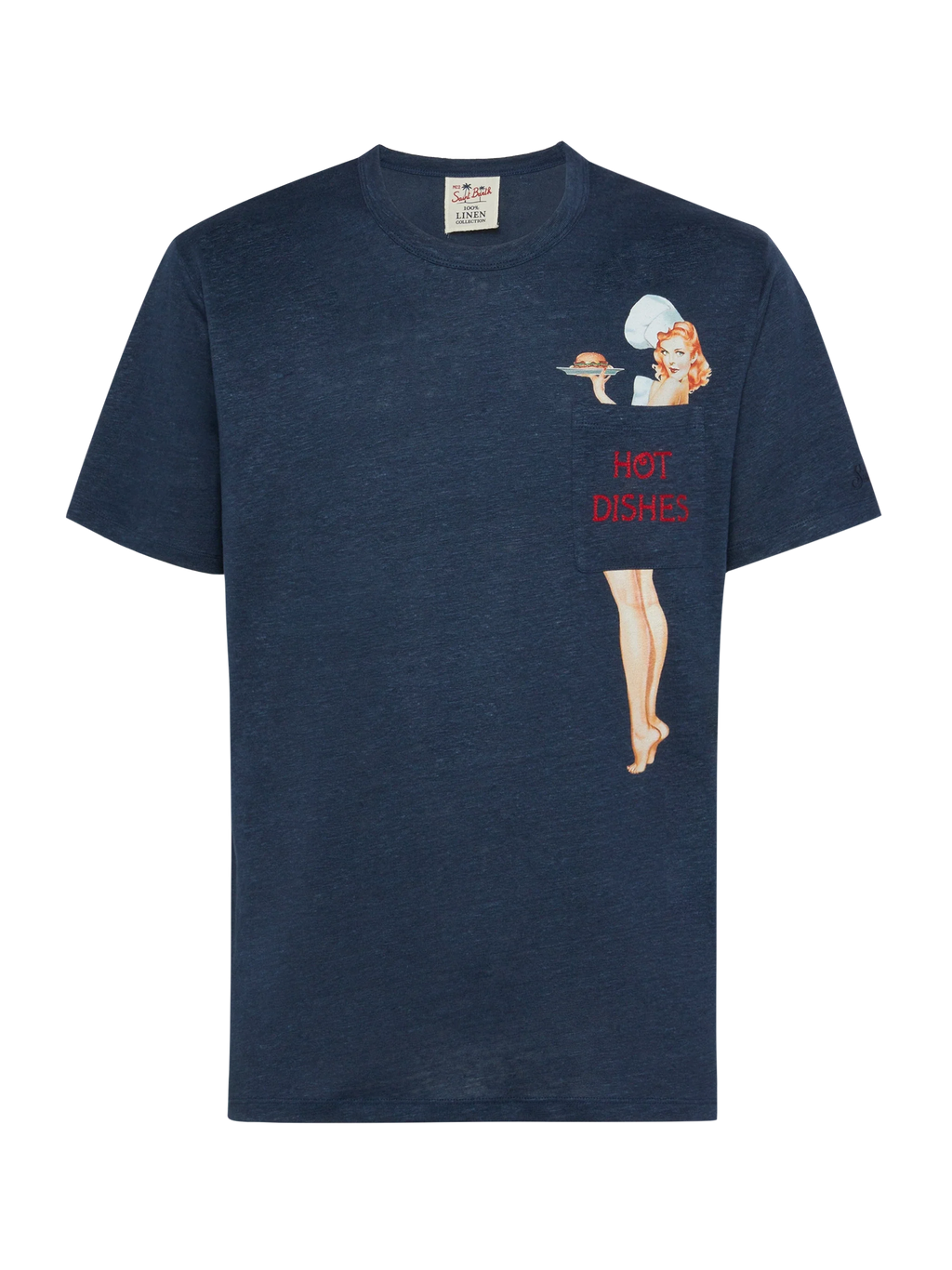 T-shirt Ecstasea blu navy in lino con stampa pin up product image 4