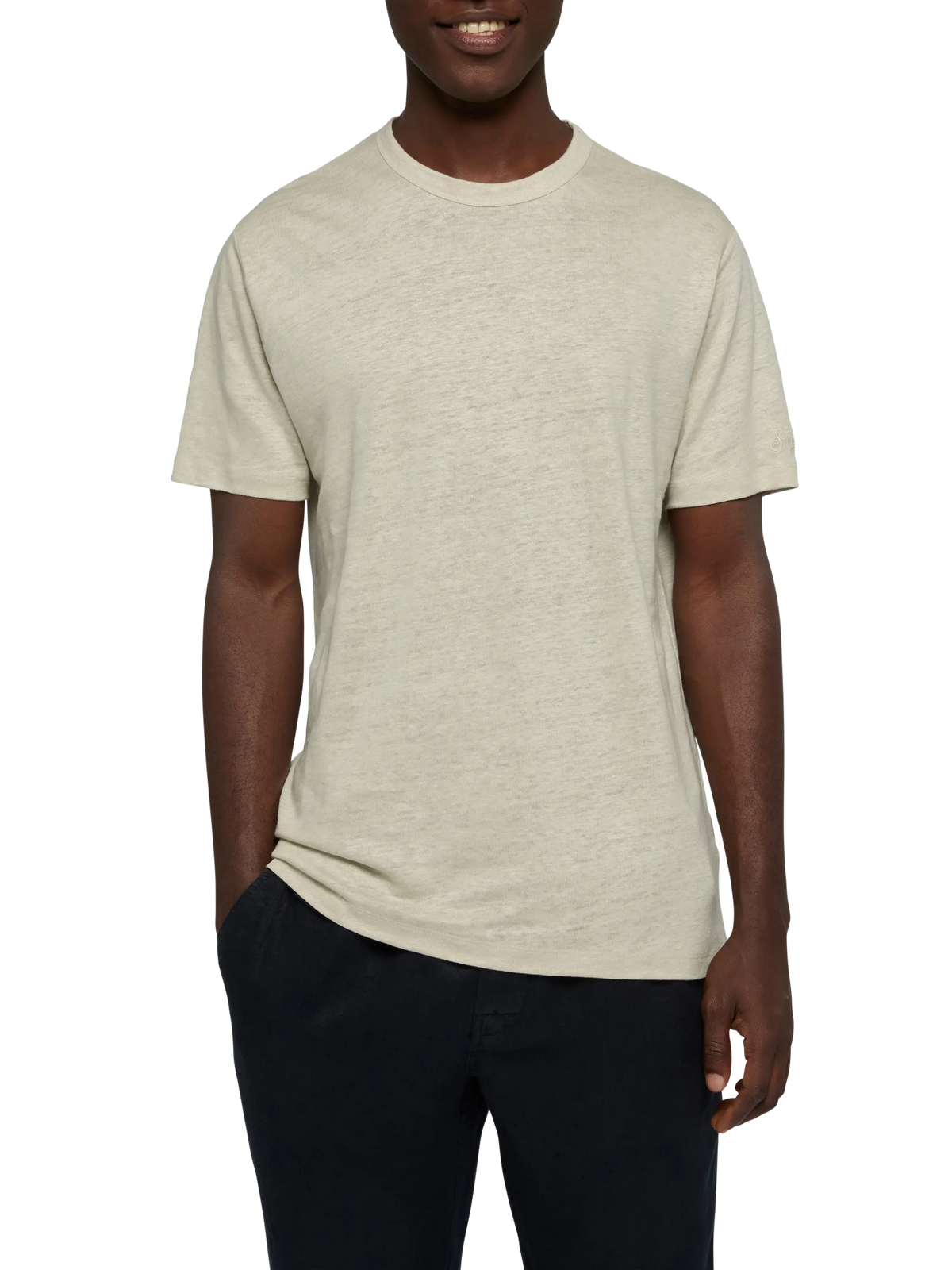 T-shirt Ecstasea bianco panna in lino con taschino product image 2