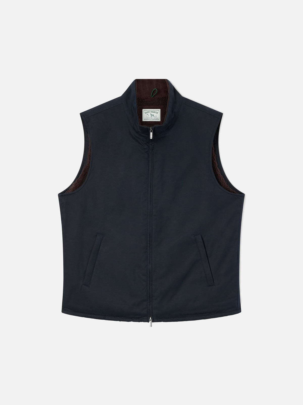 Gilet Edgar blu navy cerato con fodera in teddy