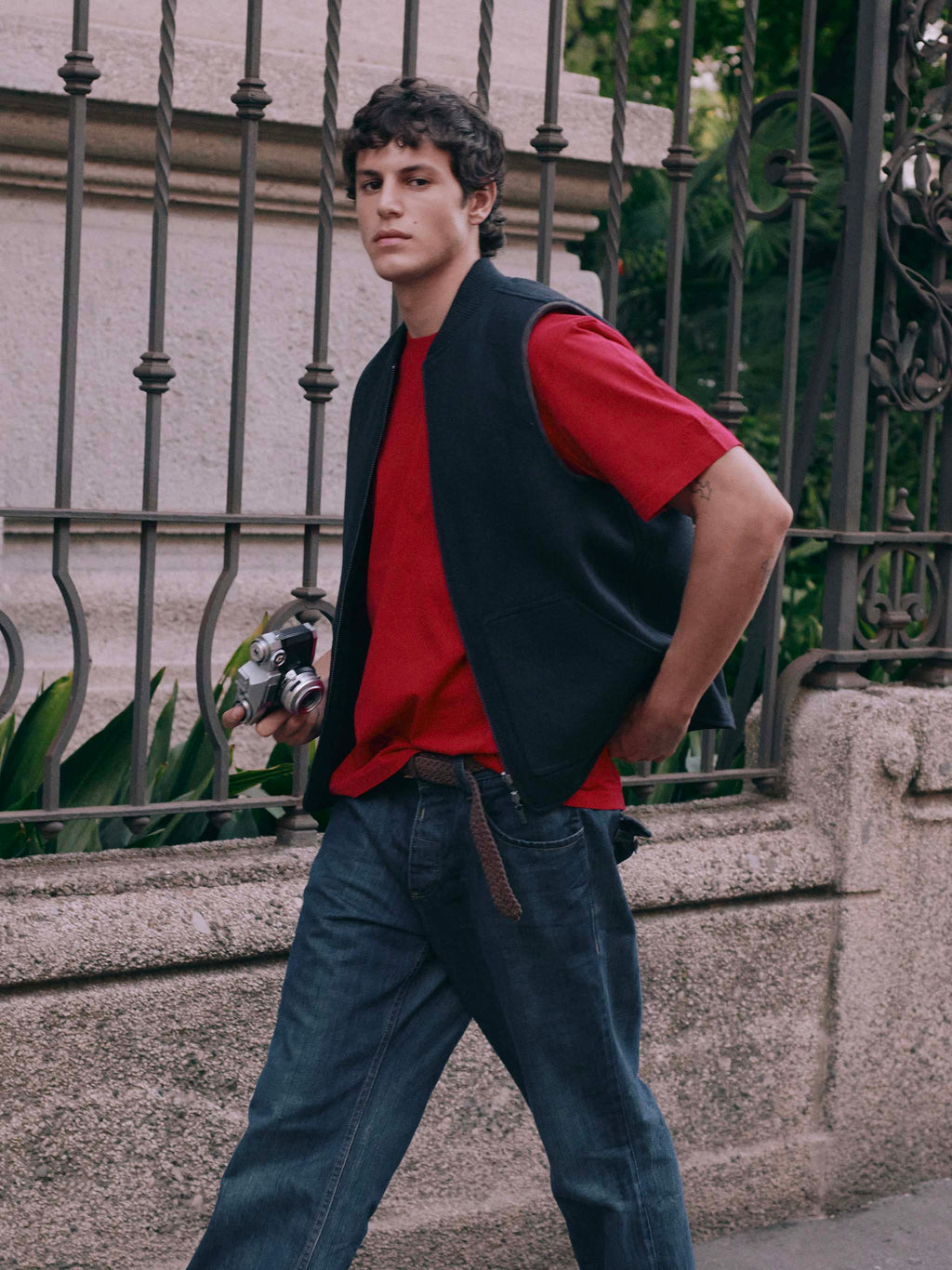 Gilet Edgar blu navy cerato con fodera in teddy
