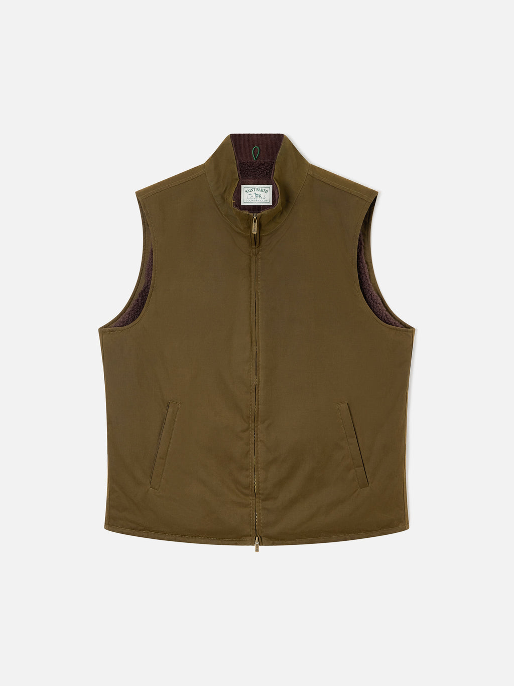 Gilet Edgar verde cerato con fodera in teddy