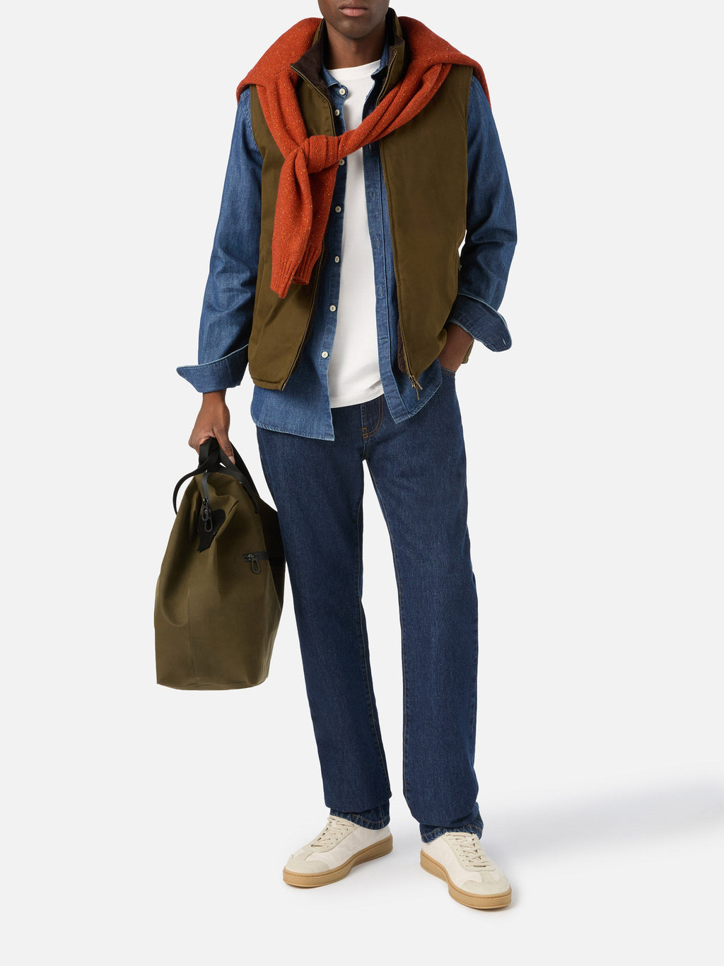Gilet Edgar verde cerato con fodera in teddy