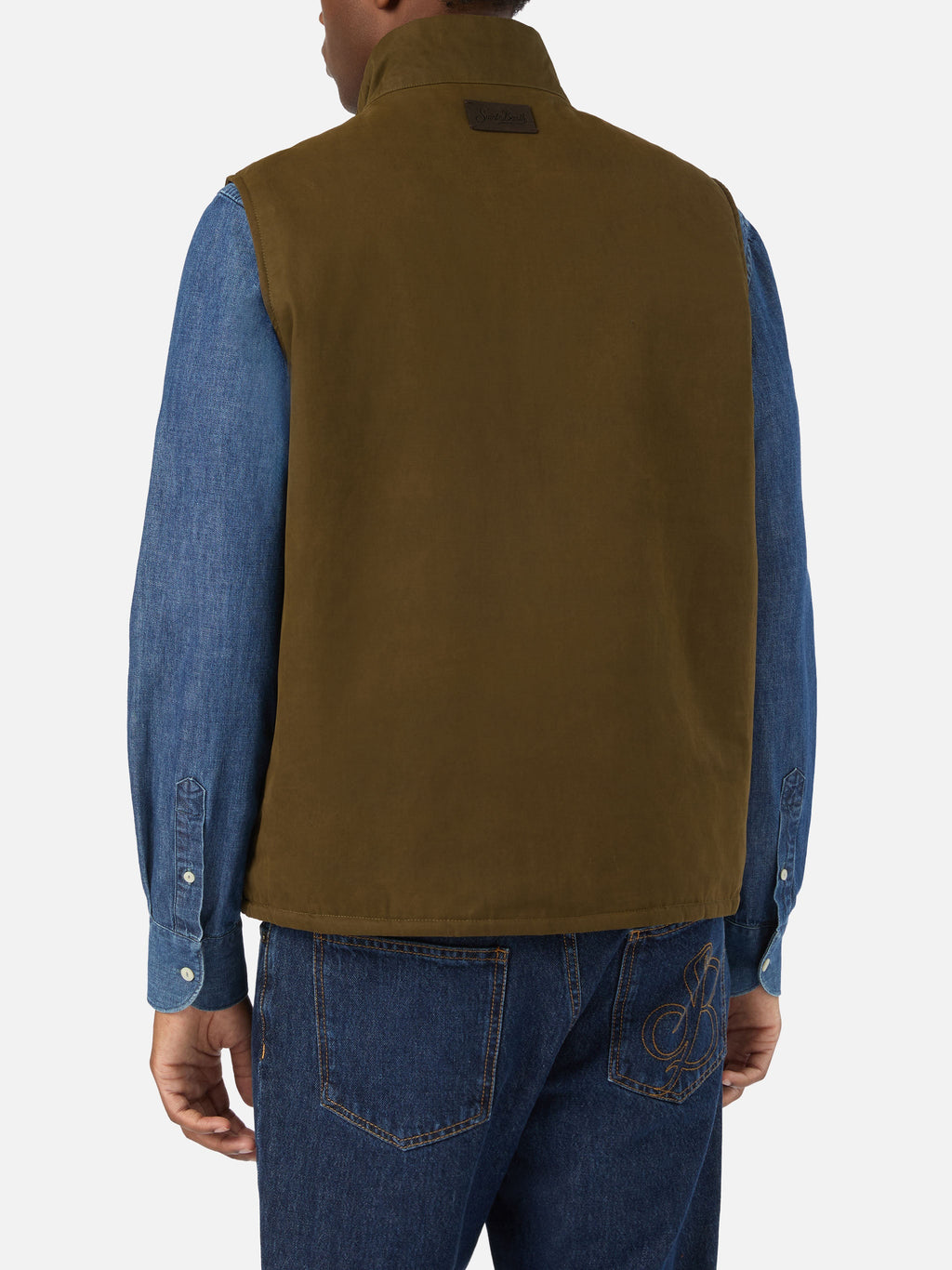 Gilet Edgar verde cerato con fodera in teddy