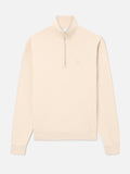 Felpa Eliade beige con mezza zip e ricamo logo