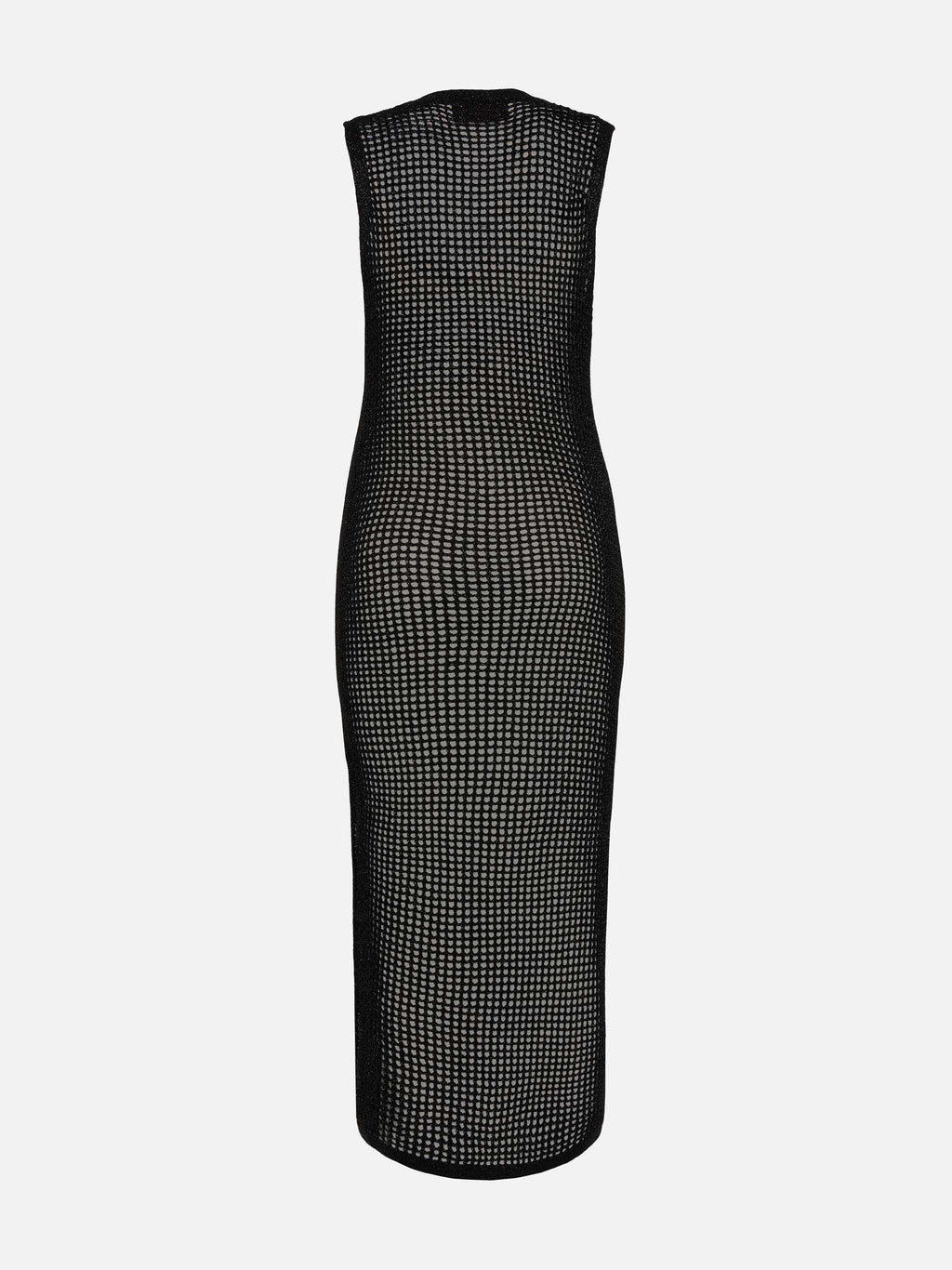 Abito lungo Eileen nero in crochet a rete