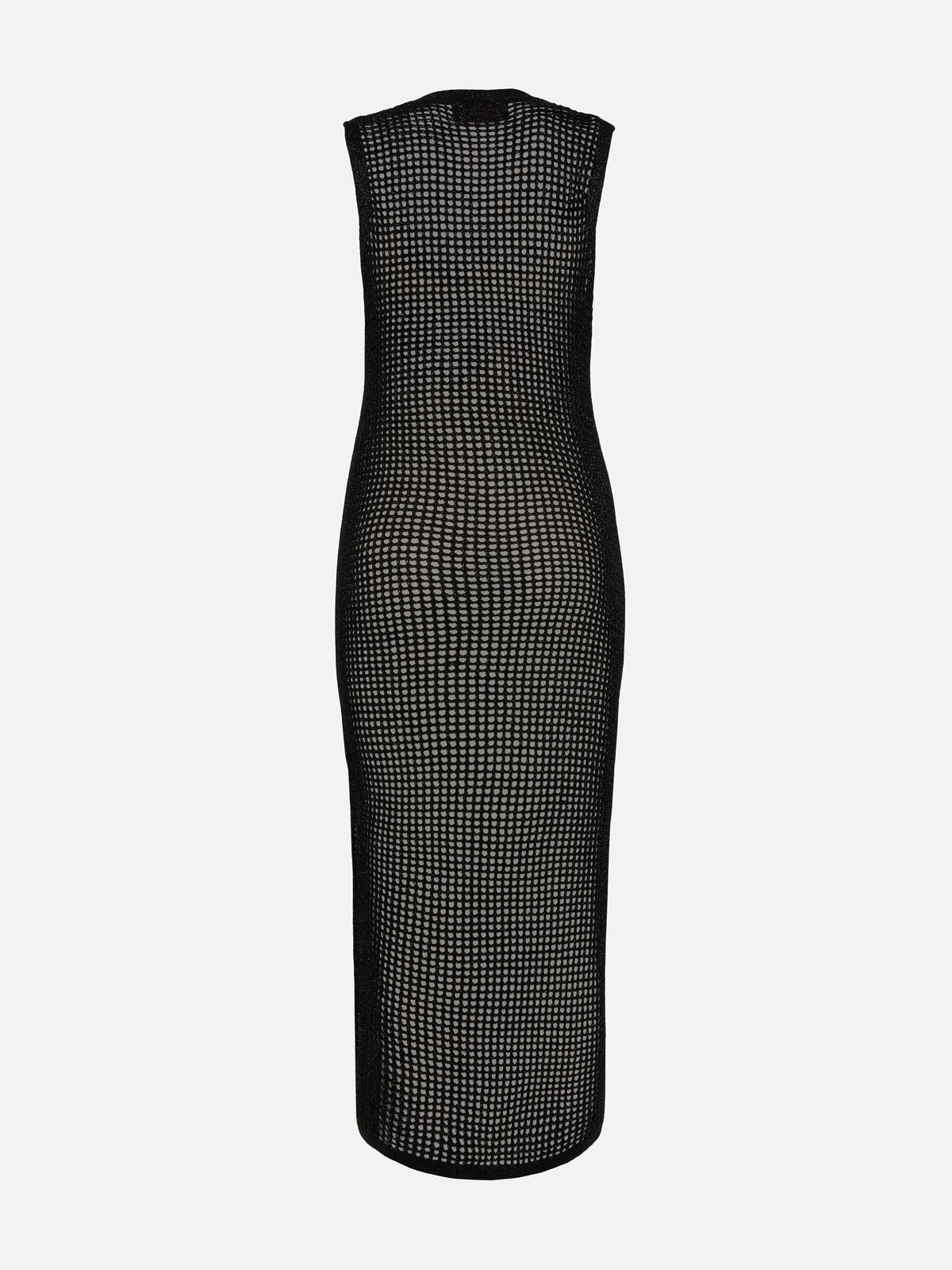 Abito lungo Eileen nero in crochet a rete