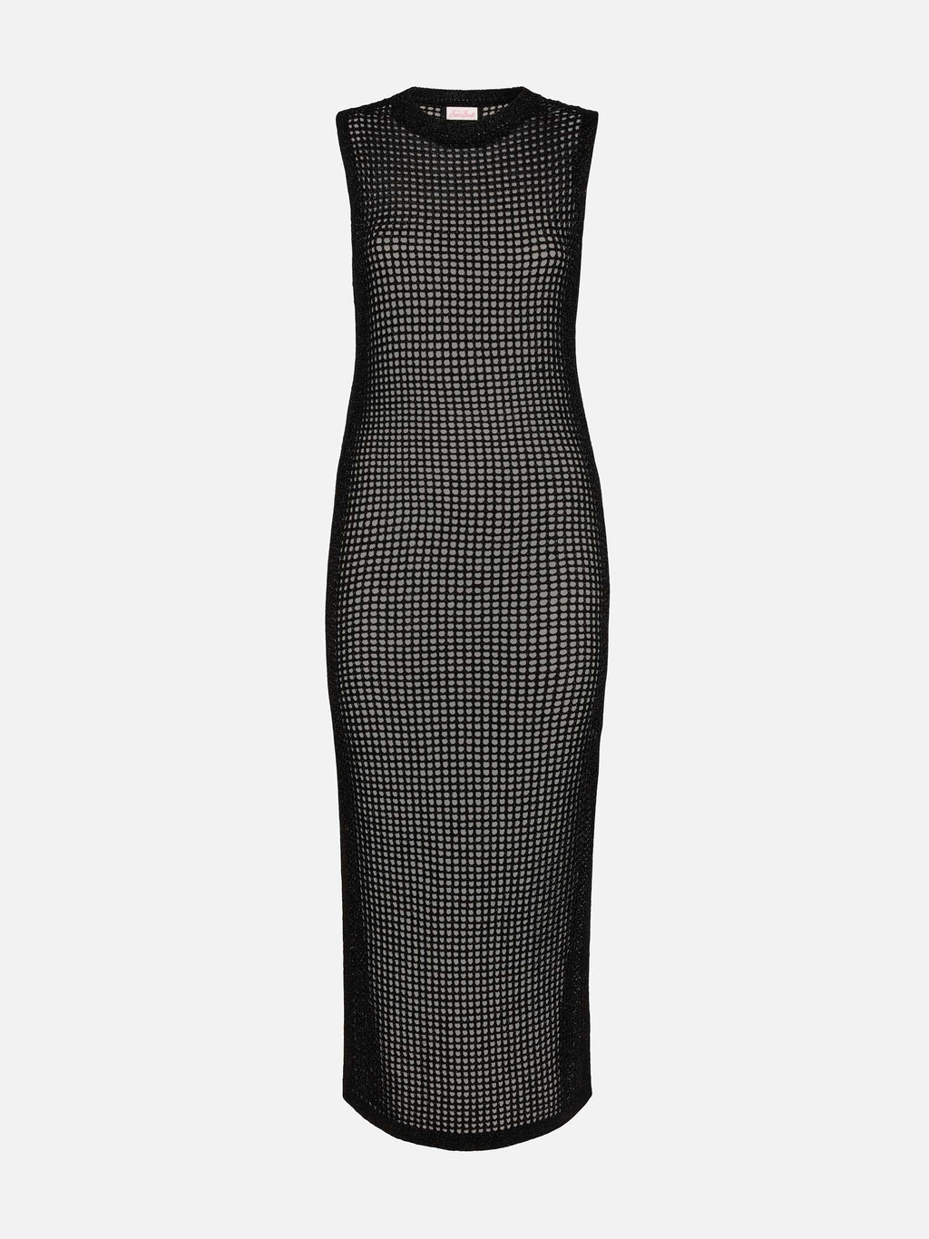 Abito lungo Eileen nero in crochet a rete