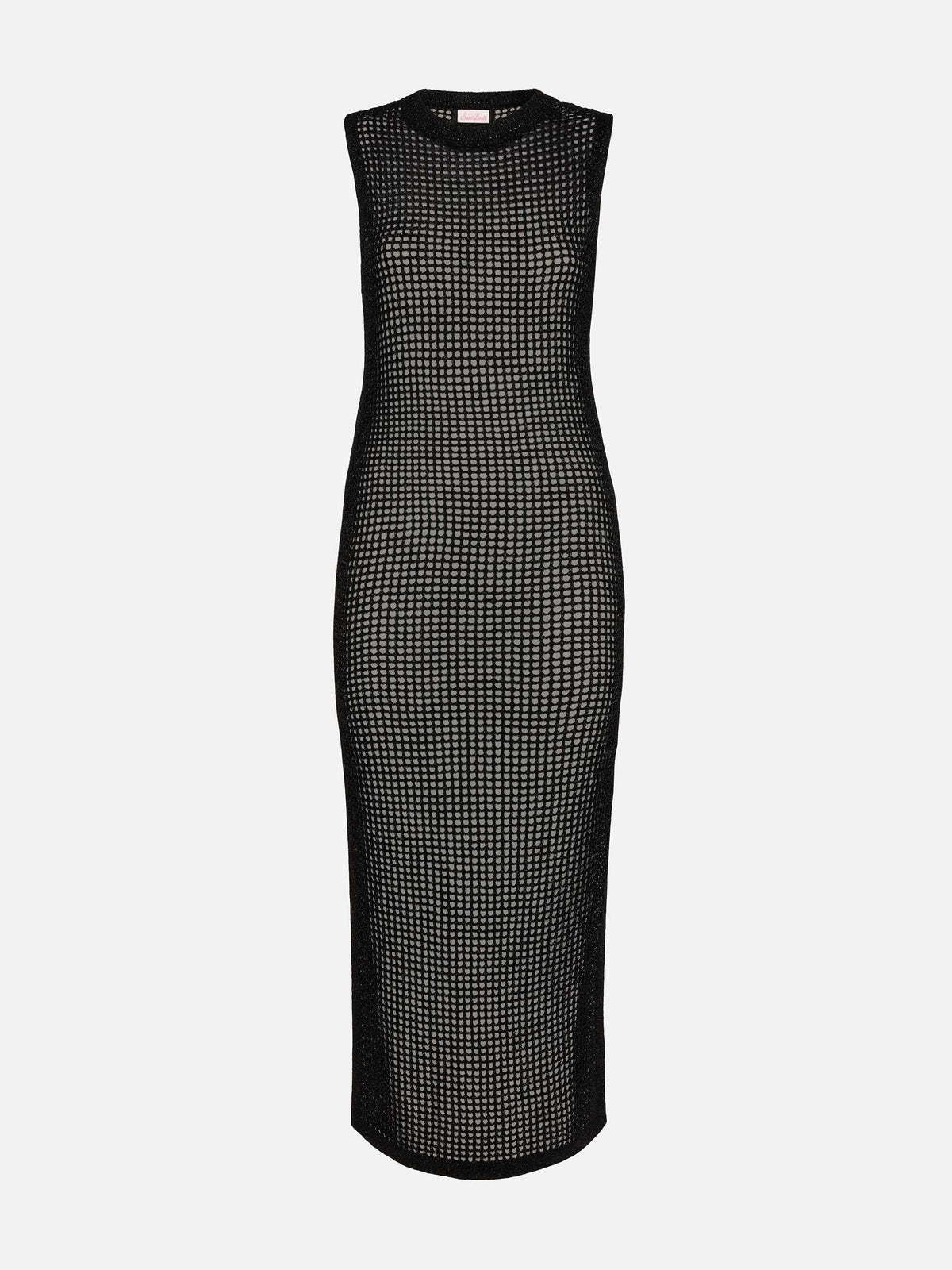 Abito lungo Eileen nero in crochet a rete