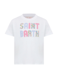 T-shirt Elly bianca con patch a fiori, vichy e righe product image 1