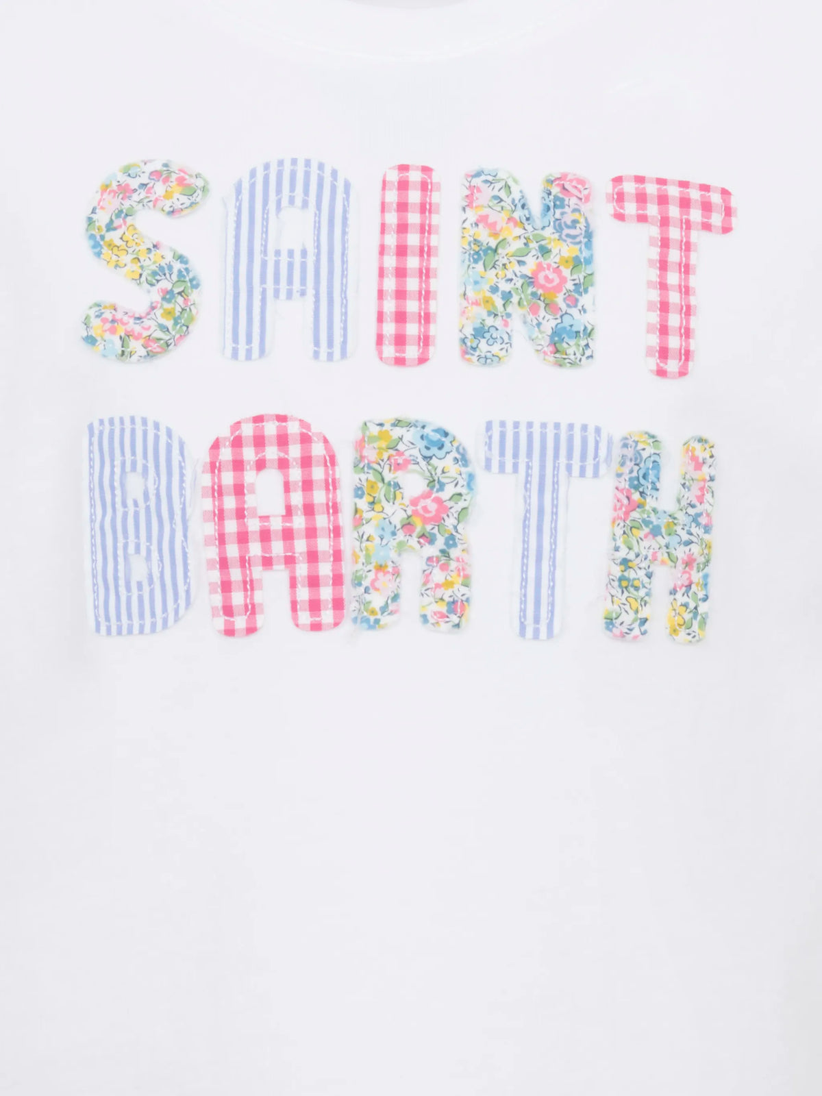T-shirt Elly bianca con patch a fiori, vichy e righe product image 3