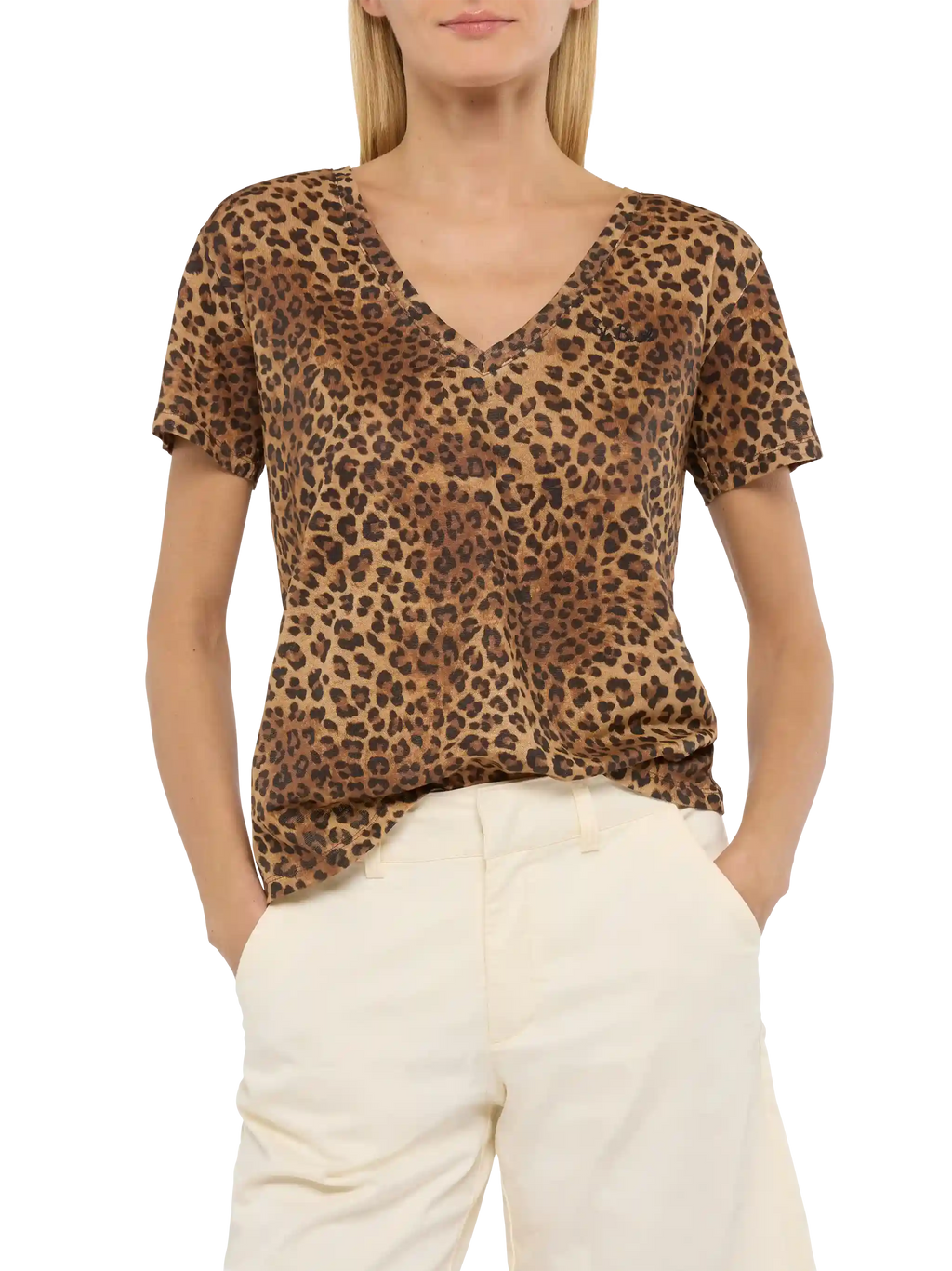 T-shirt Eloise in lino con stampa leopardata product image 1