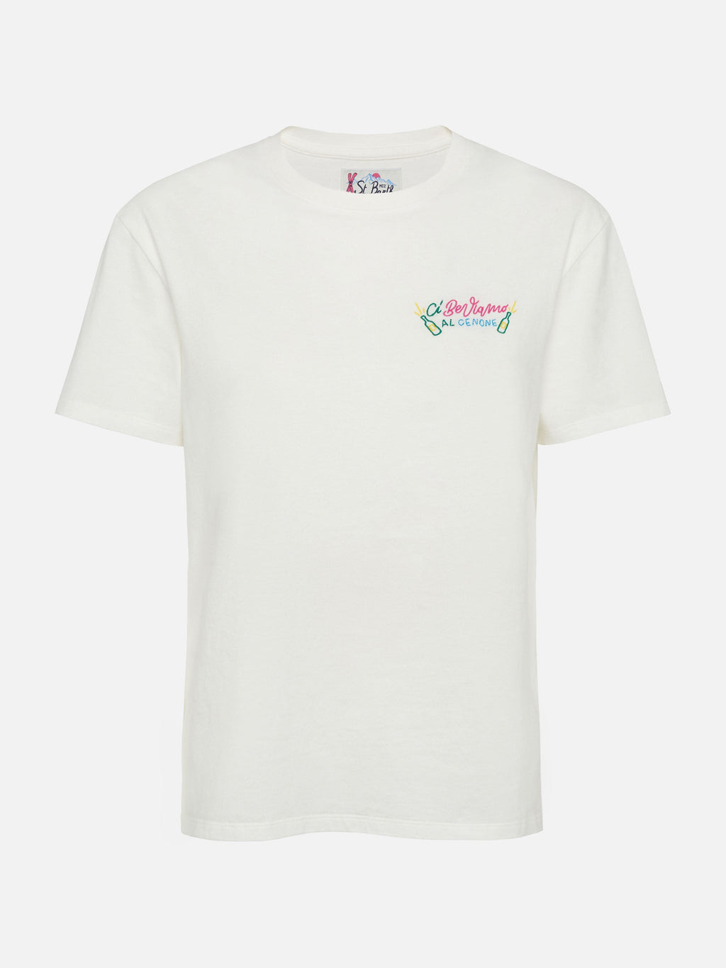 T-shirt Emilie bianco panna con ricamo Ci beviamo al cenone product image 4