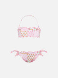 Bikini a fascia Emy rosa con stampa a patch di fiori