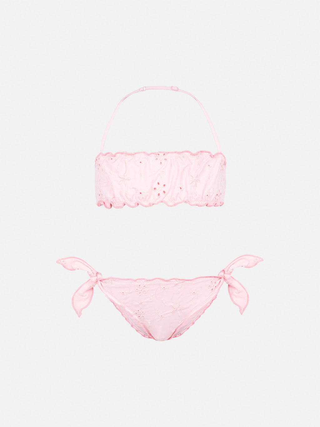 Bikini a fascia Emy rosa in sangallo