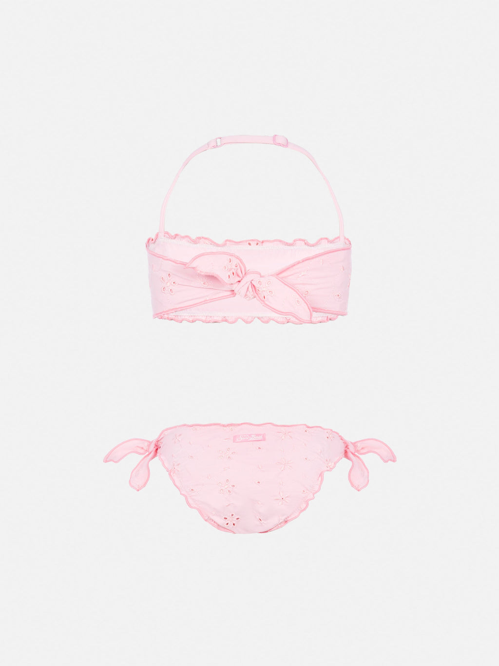 Bikini a fascia Emy rosa in sangallo
