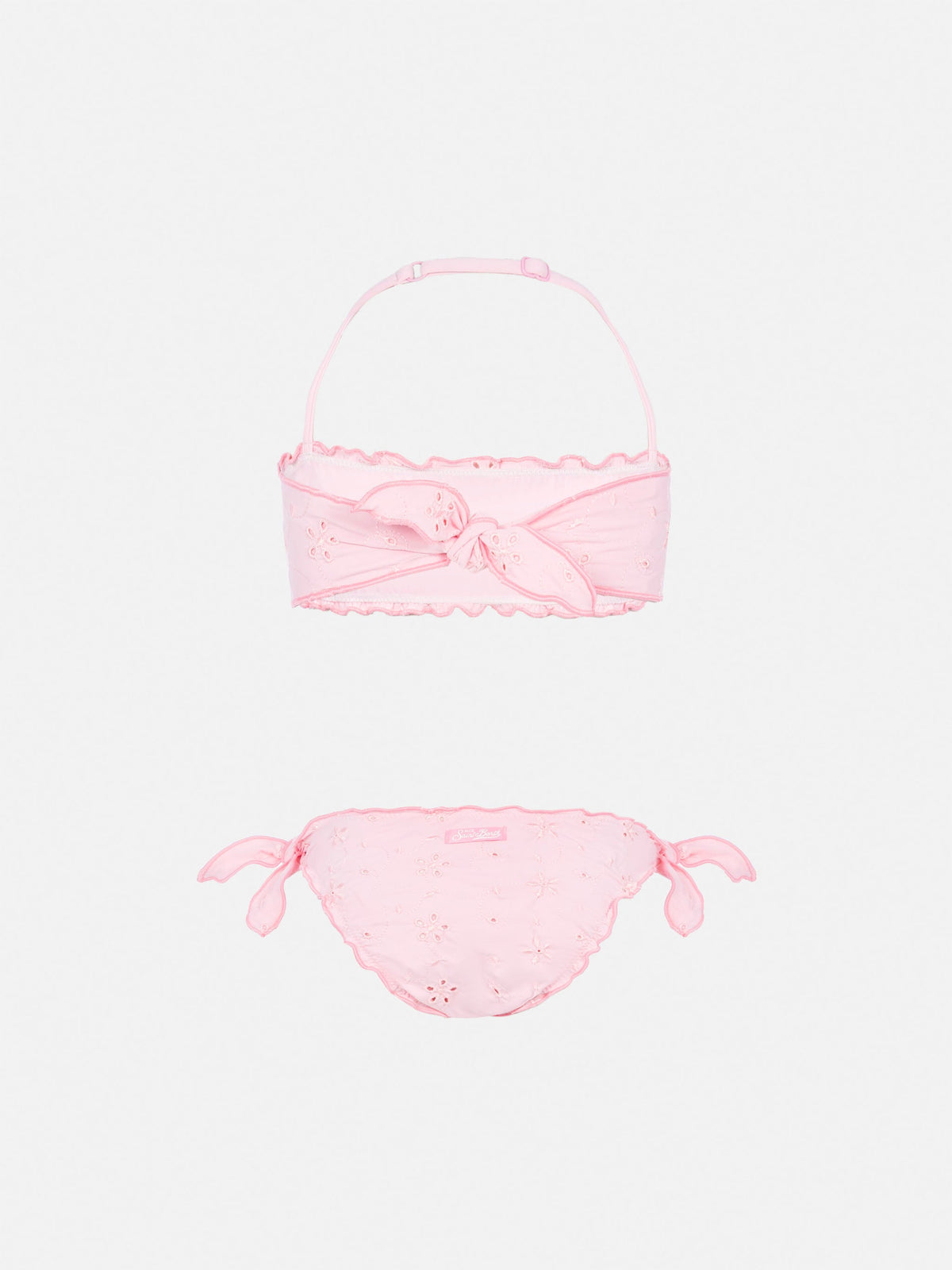 Bikini a fascia Emy rosa in sangallo