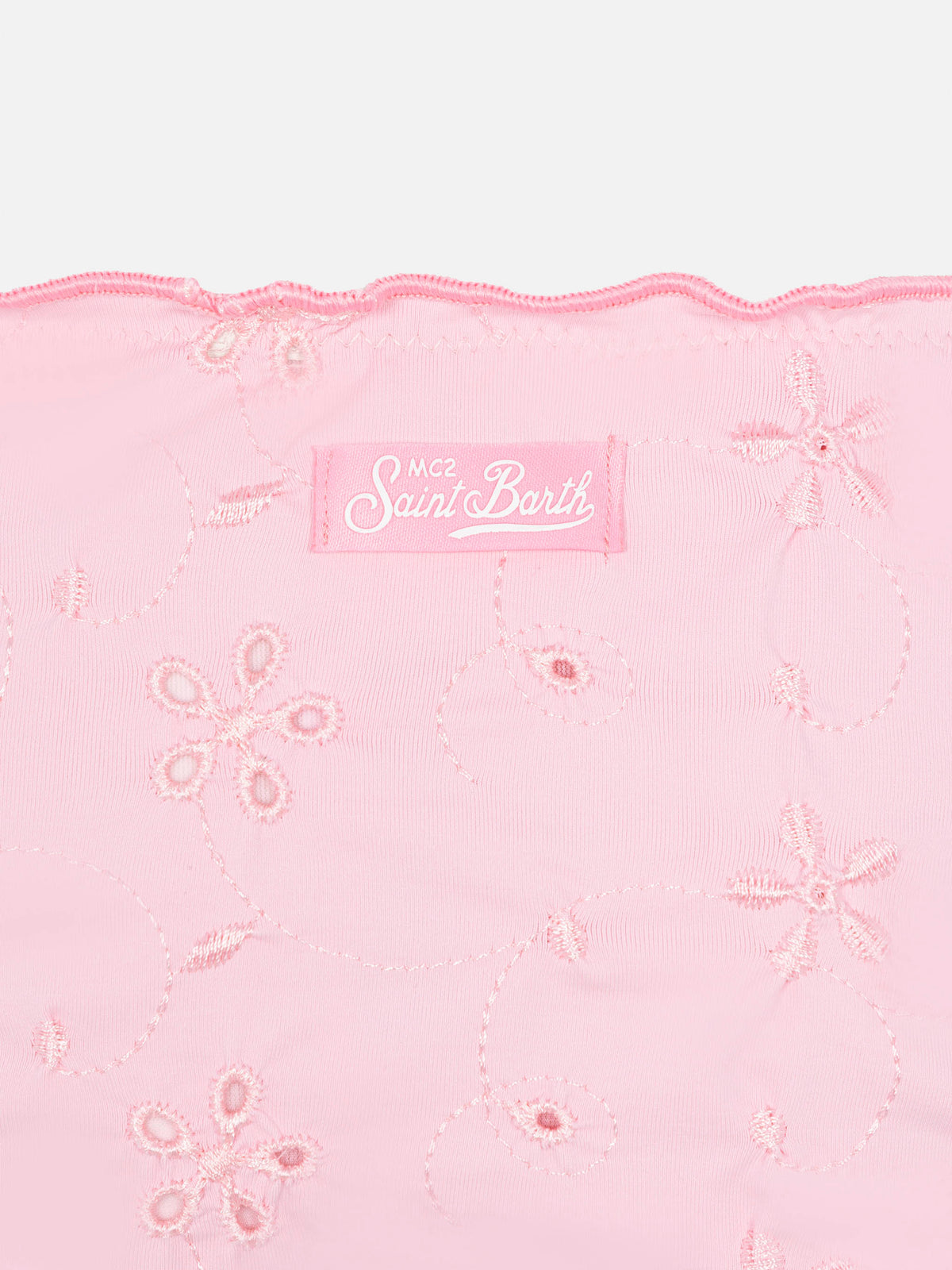 Bikini a fascia Emy rosa in sangallo