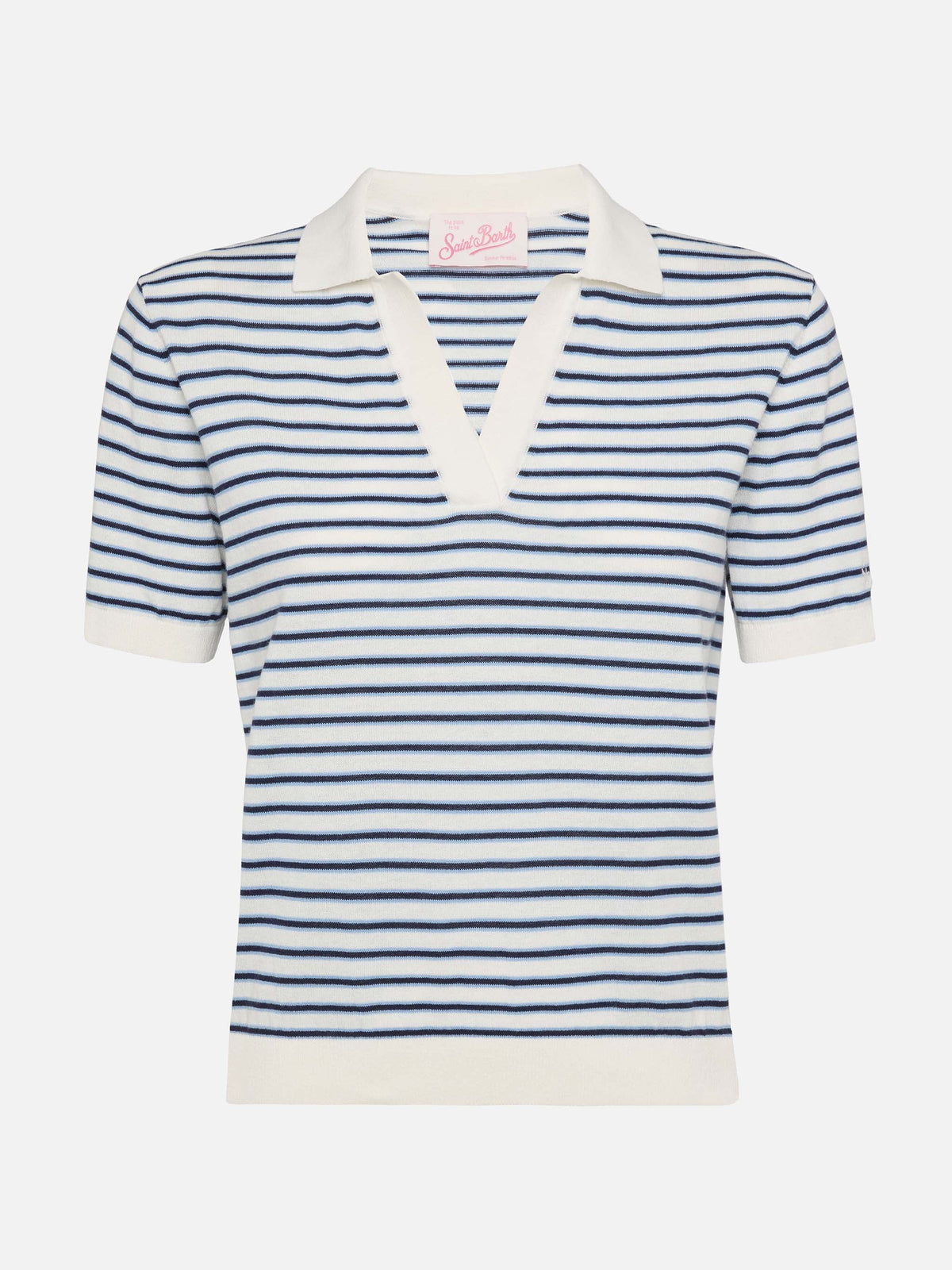 Polo in maglia Evonne blu navy a righe product image 3