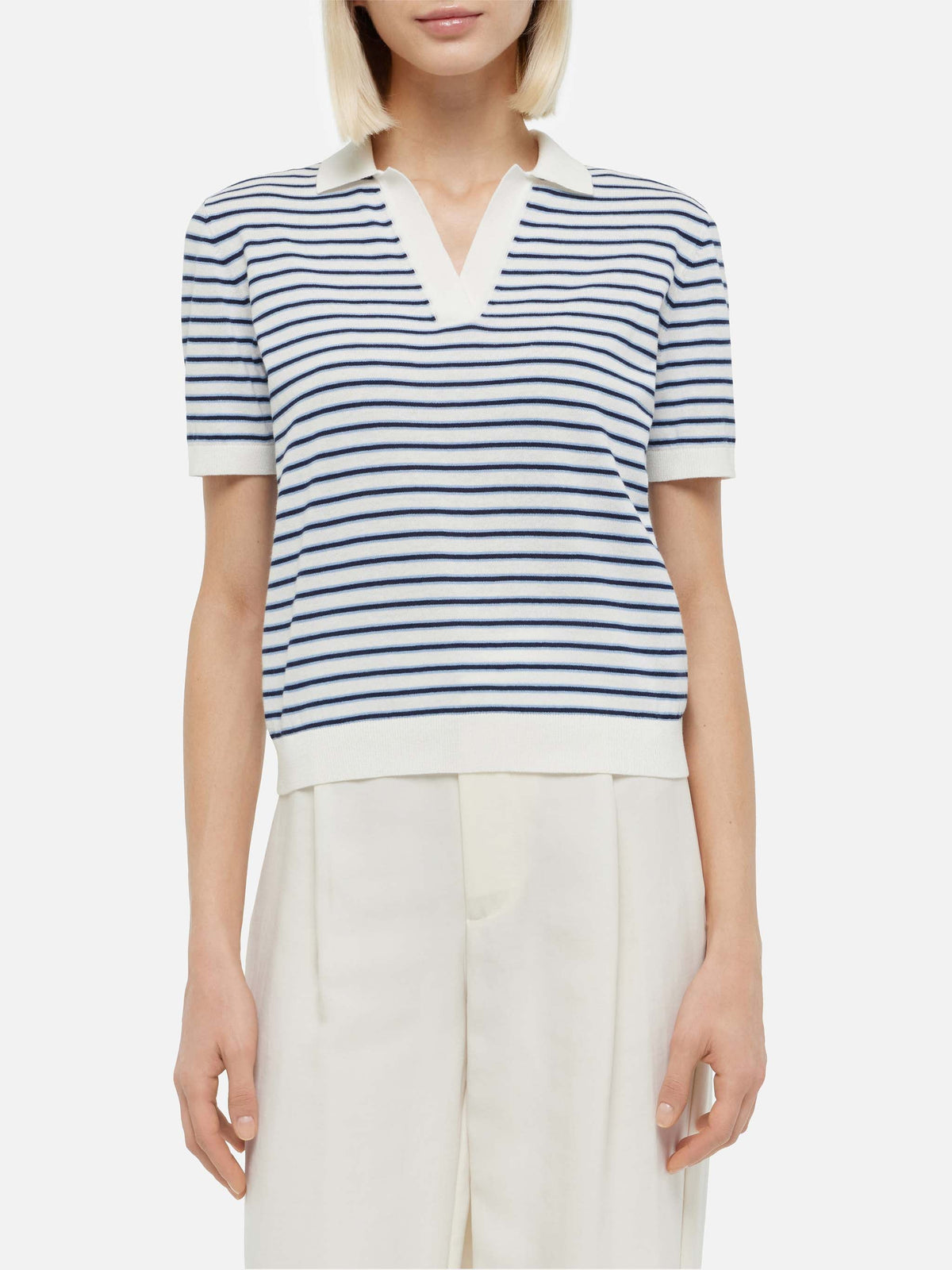 Polo in maglia Evonne blu navy a righe product image 4