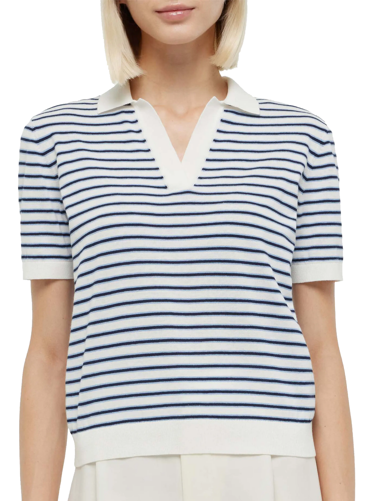 Polo in maglia Evonne blu navy a righe product image 1