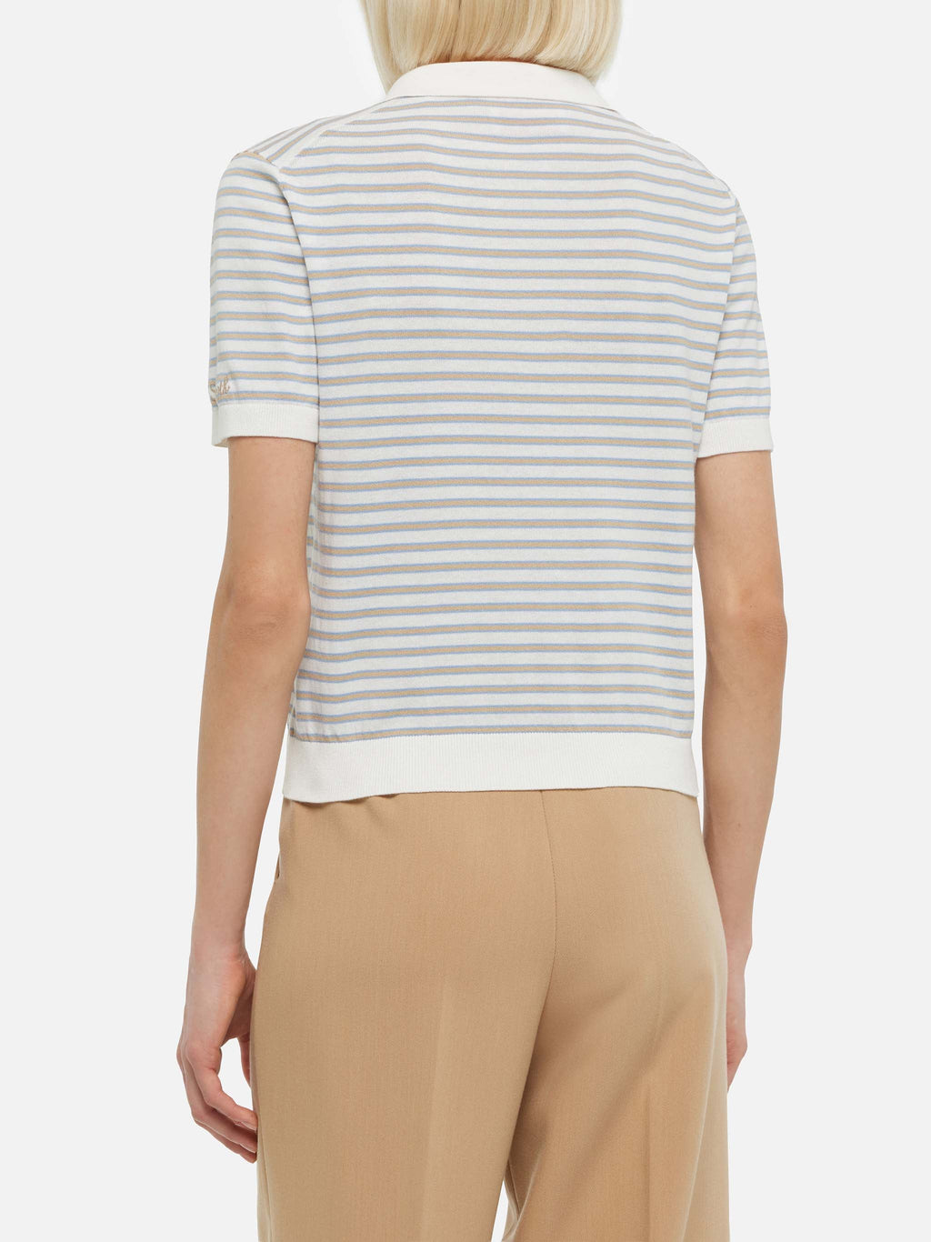 Polo in maglia Evonne beige a righe product image 4