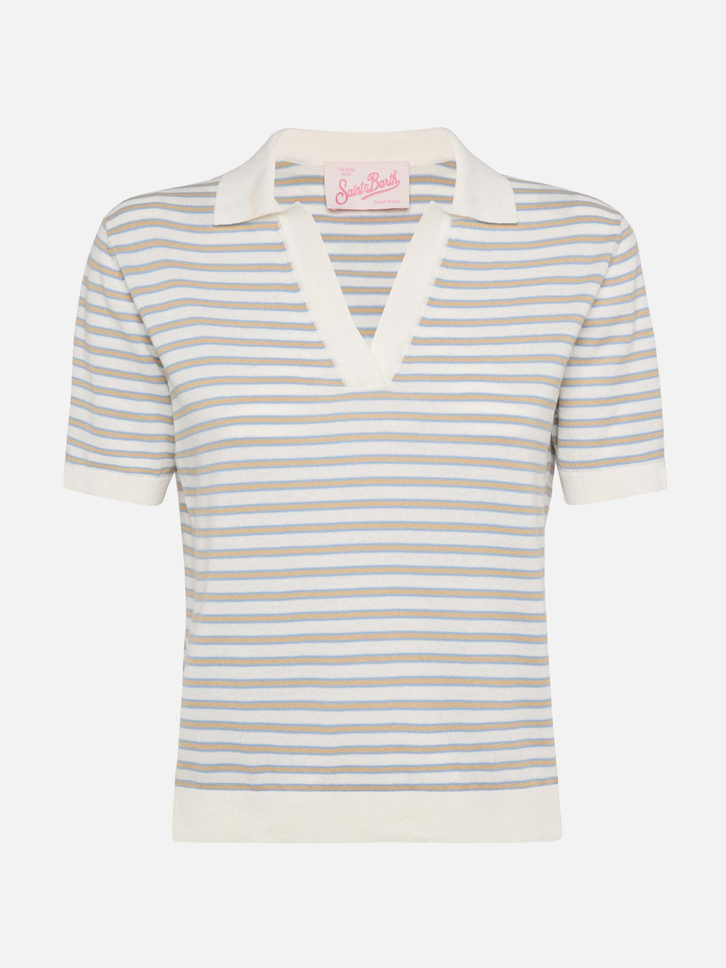 Polo in maglia Evonne beige a righe product image 5