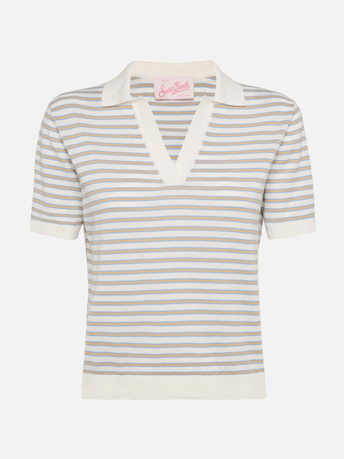 Polo in maglia Evonne beige a righe product image 5