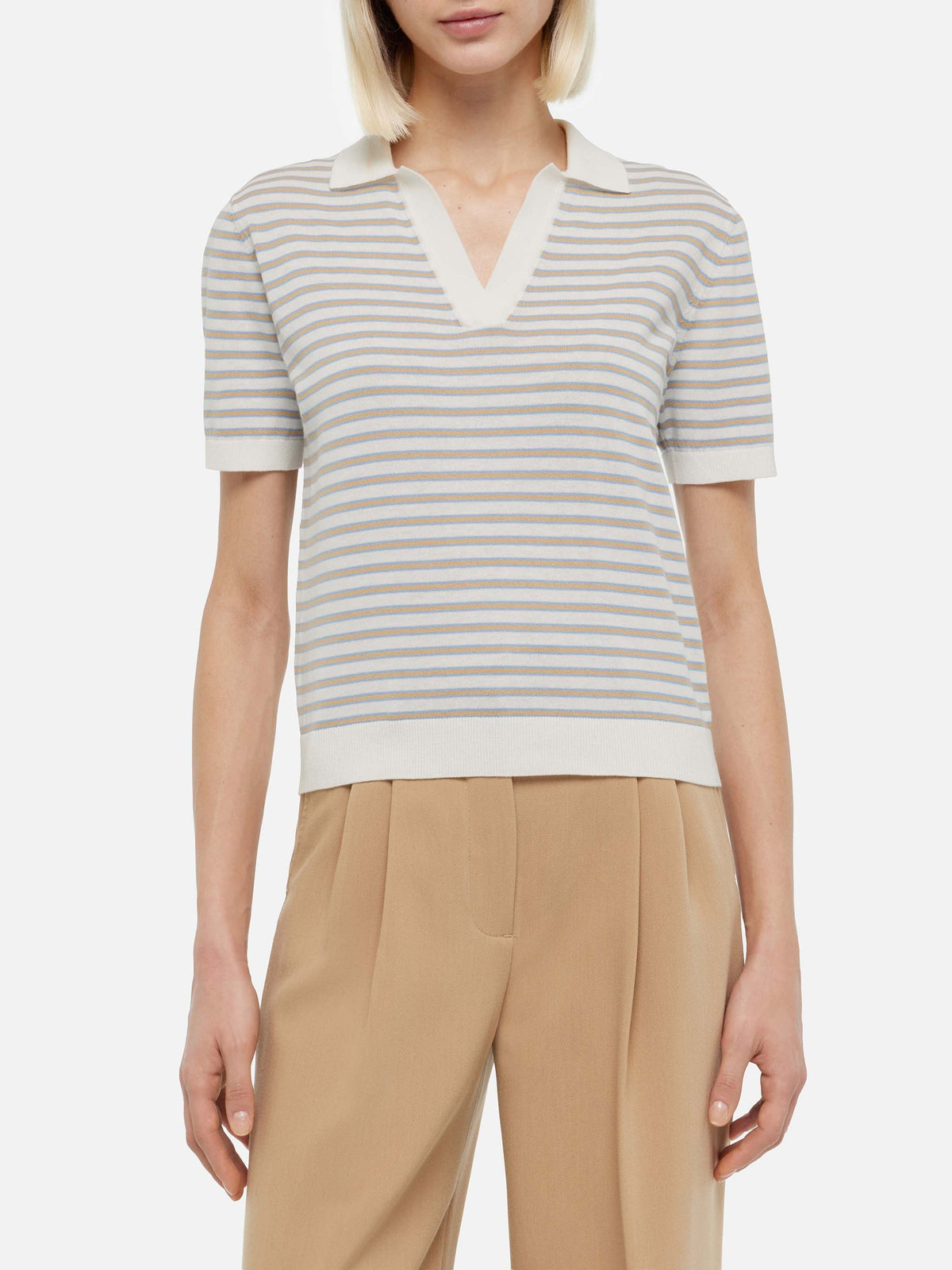 Polo in maglia Evonne beige a righe product image 3