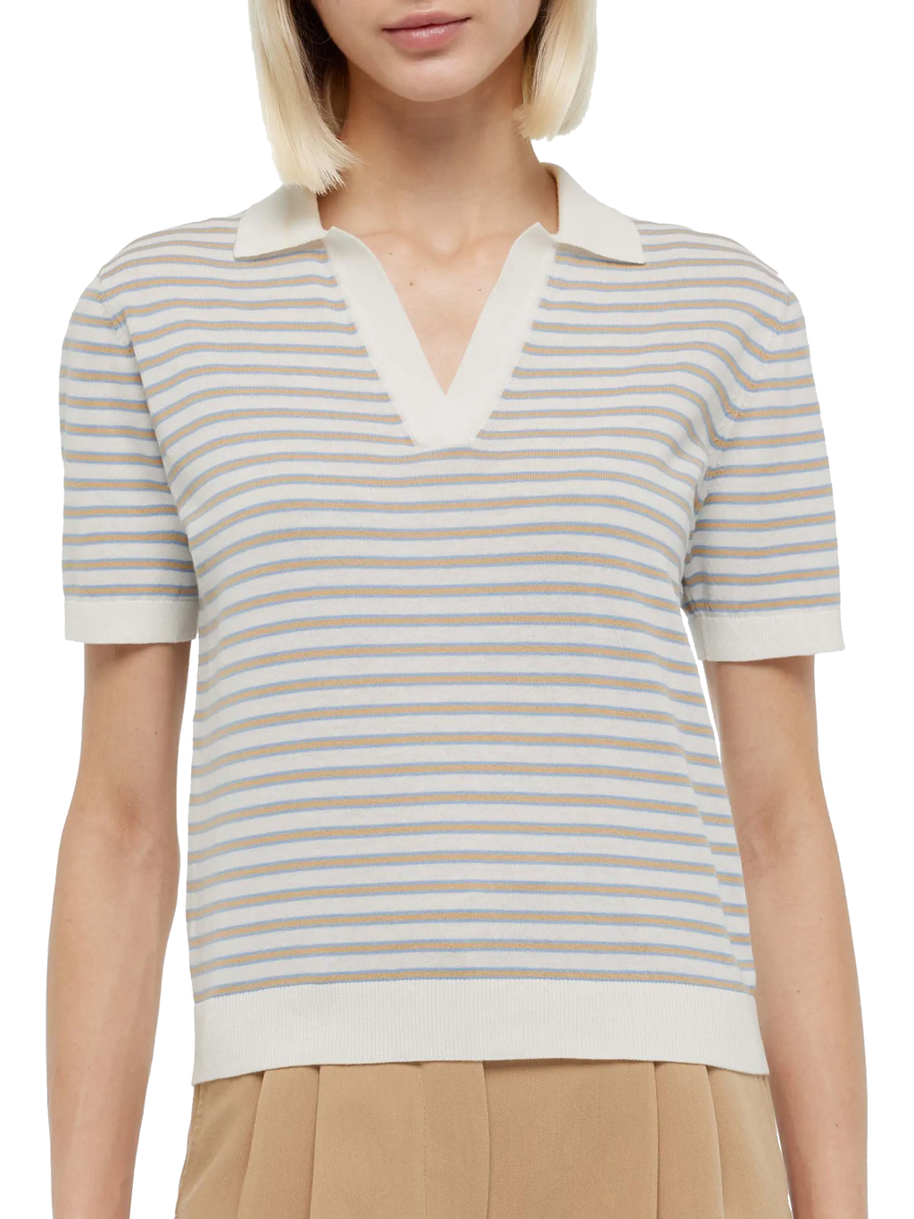 Polo in maglia Evonne beige a righe product image 1