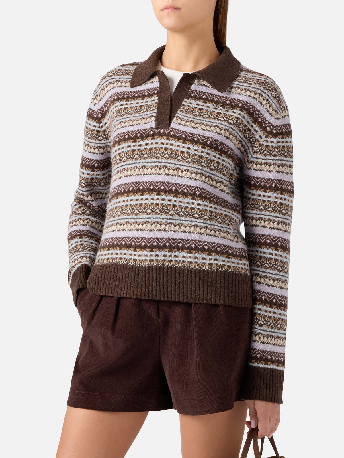 Maglia Eze in misto lana con collo polo e motivo fair isle product image 2