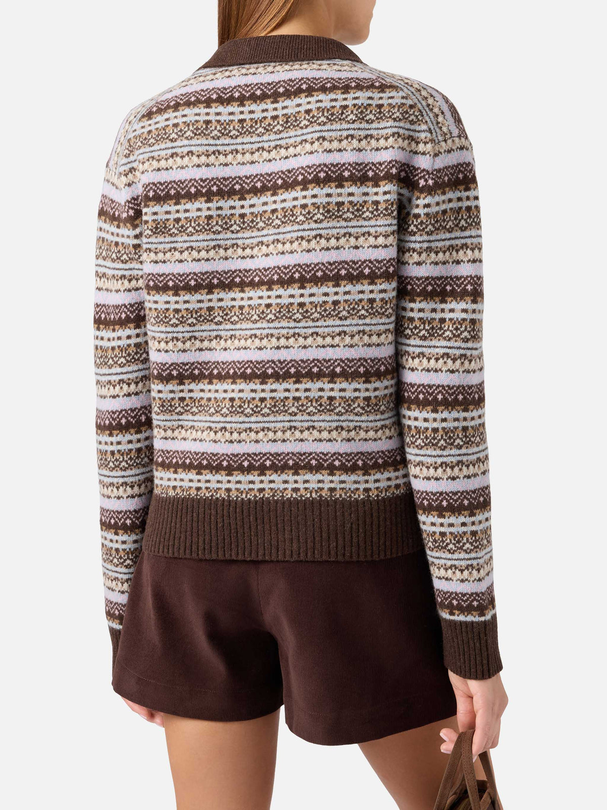 Maglia Eze in misto lana con collo polo e motivo fair isle product image 4
