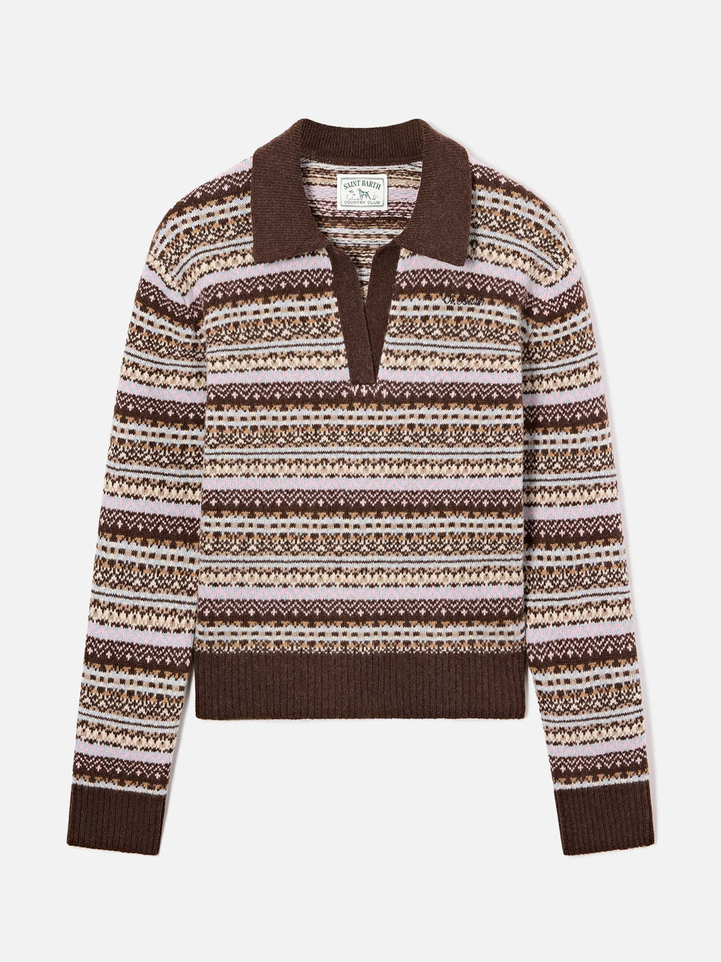 Maglia Eze in misto lana con collo polo e motivo fair isle product image 1