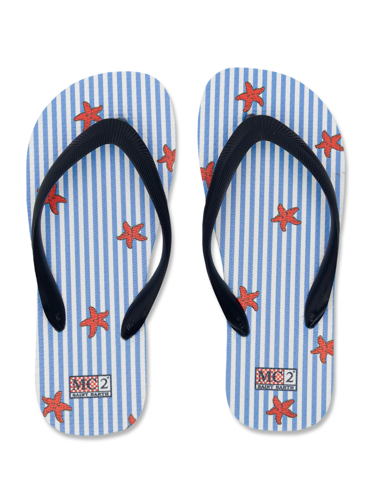 Infradito Flip azzurre con stampa stelle marine e righe